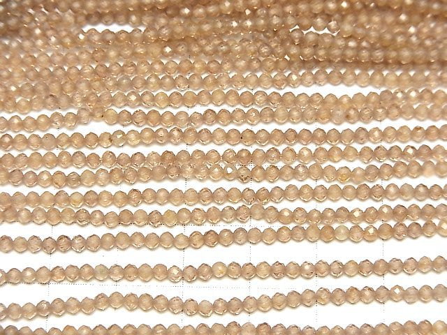 Hochwertiger natürlicher Zirkon AAA facettiert Rund 2mm halb oder 1 Strang Perlen (ca. 12 Zoll/30 cm)