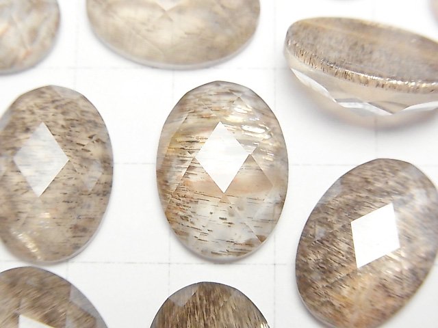 [Video]Moonstone x Crystal AAA Oval Faceted Cabochon 18x13mm 2pcs