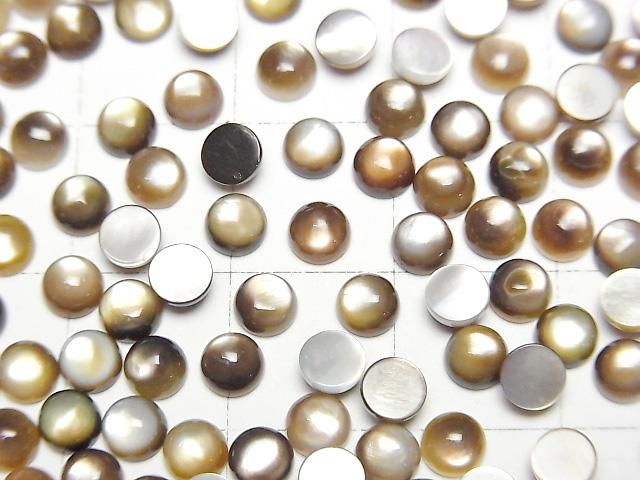 [Video] High-Quality Black Shell (Black-lip Oyster) AAA Round Cabochon 4x4mm [Brown] 5pcs