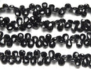 [Video]High Quality Black Spinel AAA- Pear shape Faceted Briolette half or 1strand beads (aprx.6inch/16cm)