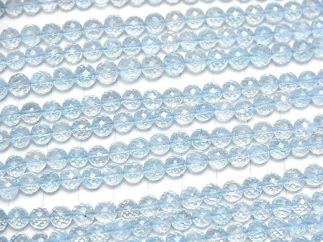 [Video] High Quality Sky Blue Topaz AAA- Round Cut 1/4 or 1strand beads (aprx.9inch/22cm)