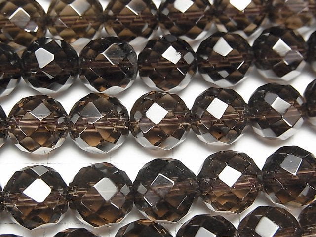 Smoky Quartz AAA 64Faceted Round 10mm half or 1strand beads (aprx.15inch/37cm)