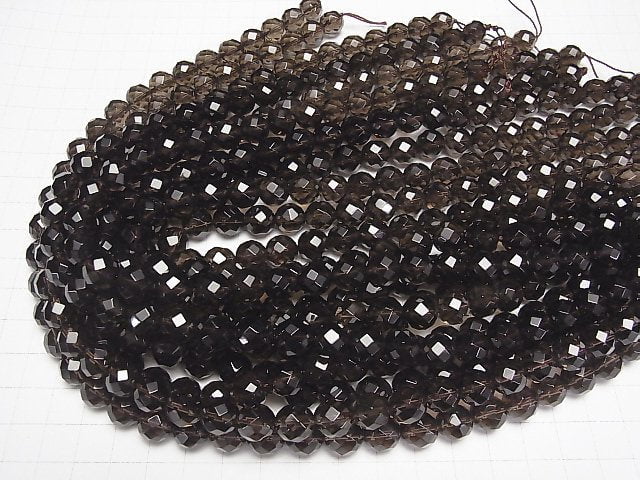 Smoky Quartz AAA 64Faceted Round 10mm half or 1strand beads (aprx.15inch/37cm)