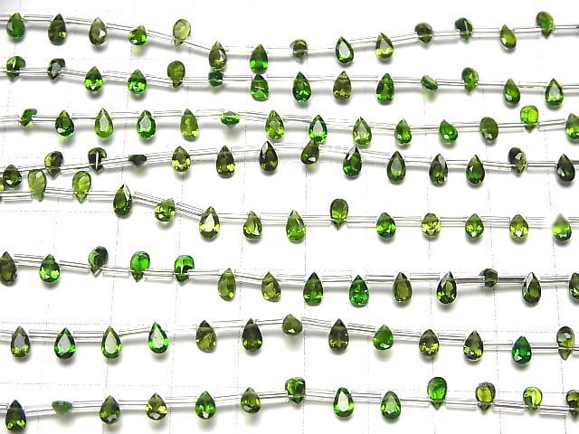 [Video]High Quality Chrome Diopside AAA Pear shape Faceted 5x3mm half or 1strand (18pcs )