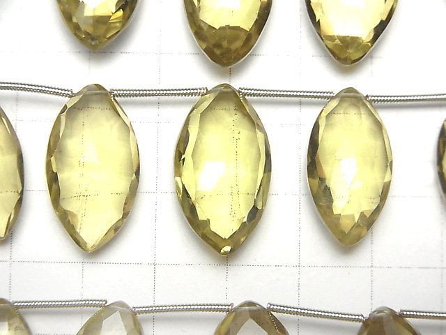 [Video]High Quality Lemon Quartz AAA Marquise Faceted Briolette 1strand (9pcs )