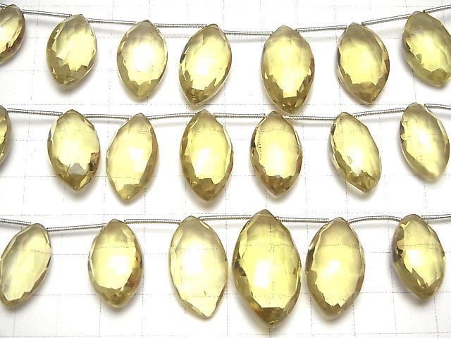 [Video]High Quality Lemon Quartz AAA Marquise Faceted Briolette 1strand (9pcs )