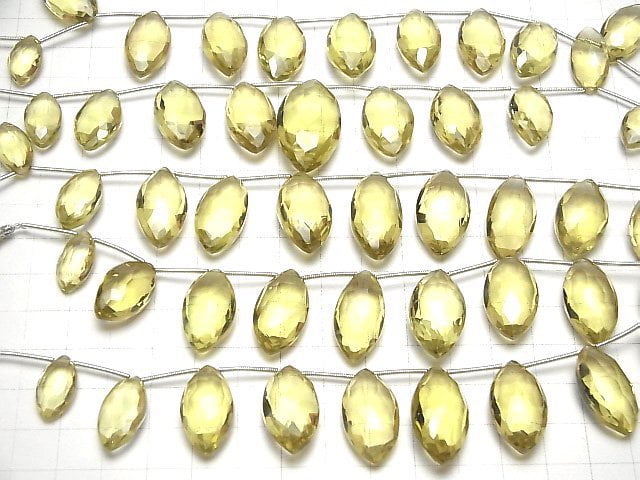 [Video]High Quality Lemon Quartz AAA Marquise Faceted Briolette 1strand (9pcs )