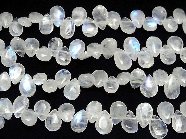 [Video]High Quality Rainbow Moonstone AA++ Pear shape (Smooth) half or 1strand beads (aprx.7inch/18cm)