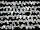 [Video]High Quality Rainbow Moonstone AA++ Pear shape (Smooth) half or 1strand beads (aprx.7inch/18cm)