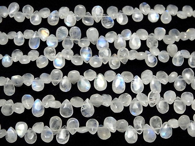 [Video]High Quality Rainbow Moonstone AA++ Pear shape (Smooth) half or 1strand beads (aprx.7inch/18cm)