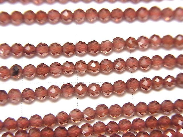 [Video]High Quality! Mozambique Garnet AAA Faceted Round 2.5mm 1strand beads (aprx.12inch/30cm)