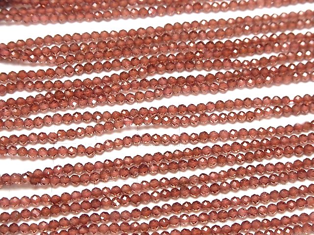 [Video]High Quality! Mozambique Garnet AAA Faceted Round 2.5mm 1strand beads (aprx.12inch/30cm)