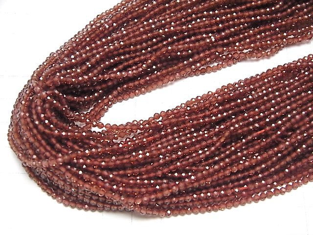 [Video]High Quality! Mozambique Garnet AAA Faceted Round 2.5mm 1strand beads (aprx.12inch/30cm)