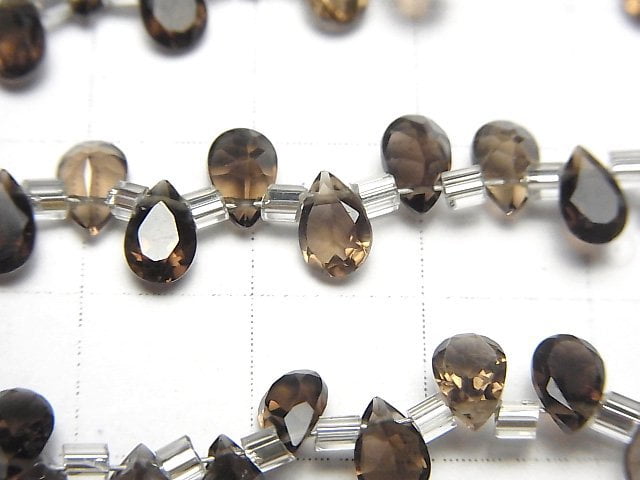 [Video]High Quality Smoky Quartz AAA Pear shape Faceted 6x4mm half or 1strand (38pcs )