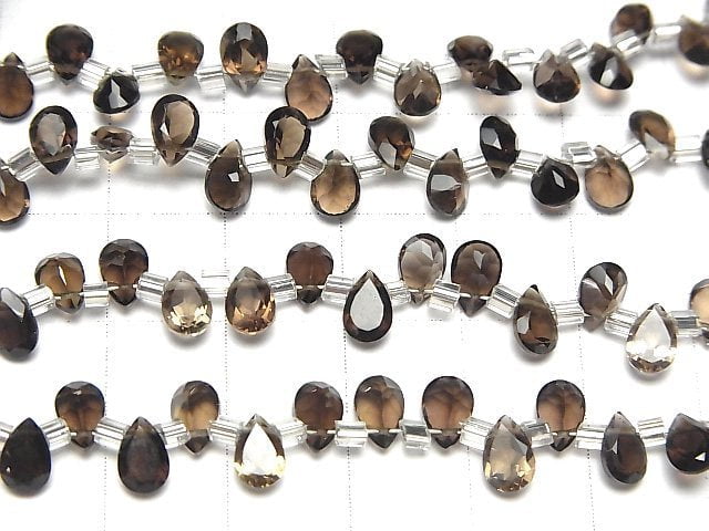 [Video]High Quality Smoky Quartz AAA Pear shape Faceted 6x4mm half or 1strand (38pcs )