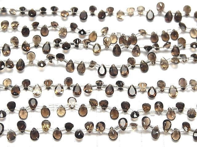 [Video]High Quality Smoky Quartz AAA Pear shape Faceted 6x4mm half or 1strand (38pcs )