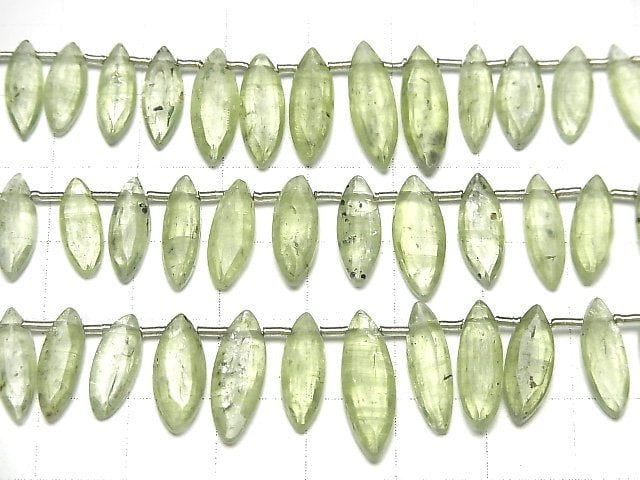 [Video] Green Kyanite AA++ Flat Marquise half or 1strand (22pcs )