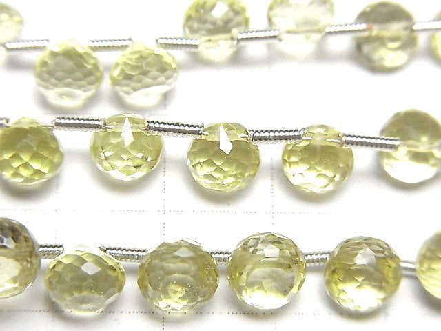 [Video]High Quality Lemon Quartz AAA Onion Faceted Briolette half or 1strand beads (aprx.6inch/16cm)