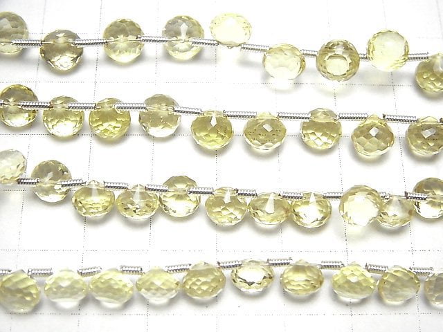 [Video]High Quality Lemon Quartz AAA Onion Faceted Briolette half or 1strand beads (aprx.6inch/16cm)