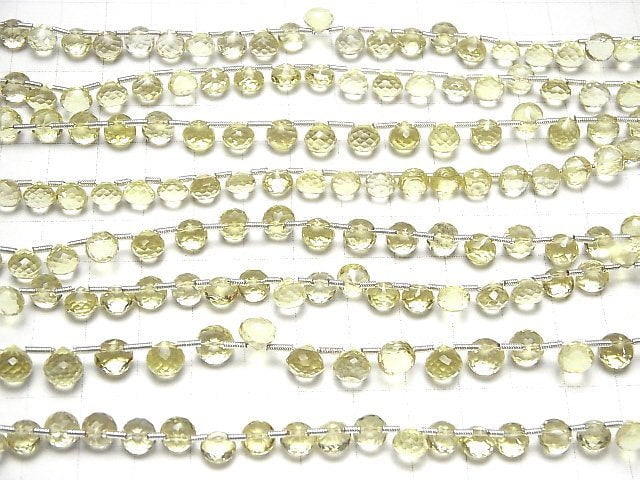 [Video]High Quality Lemon Quartz AAA Onion Faceted Briolette half or 1strand beads (aprx.6inch/16cm)