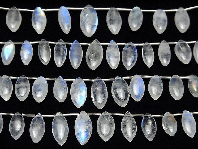 [Video]High Quality Rainbow Moonstone AAA- Marquise (Smooth) half or 1strand beads (aprx.7inch/18cm)