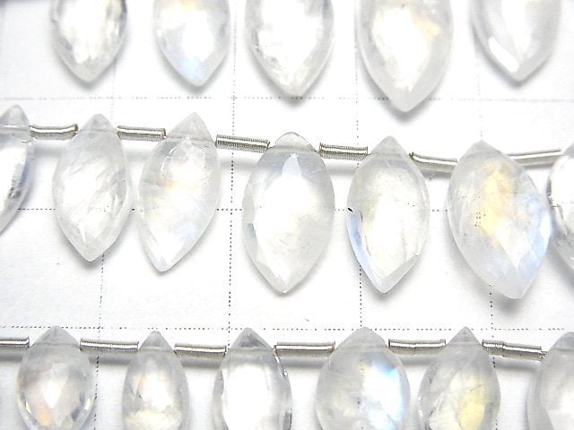 [Video]High Quality Rainbow Moonstone AAA- Marquise Faceted Briolette half or 1strand beads (aprx.7inch/18cm)