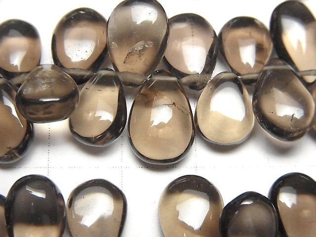 [Video]High Quality Smoky Quartz AAA- Pear shape (Smooth) half or 1strand beads (aprx.7inch/18cm)