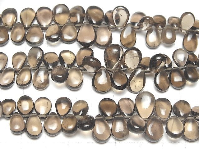 [Video]High Quality Smoky Quartz AAA- Pear shape (Smooth) half or 1strand beads (aprx.7inch/18cm)