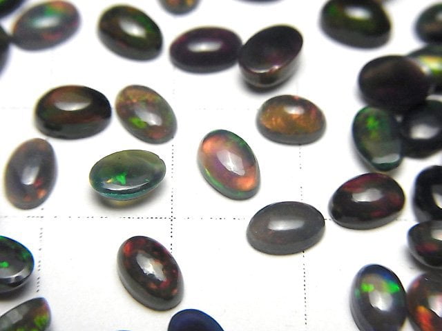 [Video] High Quality Black Opal AAA Oval Cabochon 6x4mm 5pcs