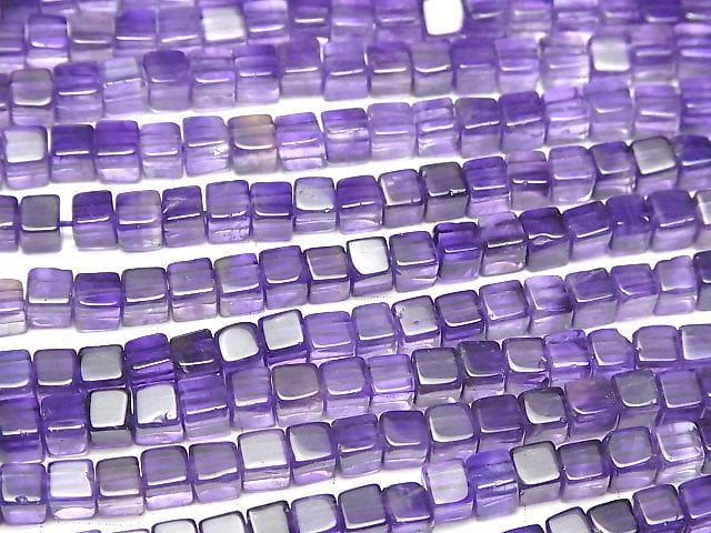 [Video] Amethyst AA++ Cube [Light color] 1strand beads (aprx.15inch/36cm)