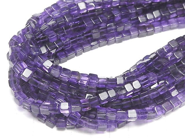 [Video] Amethyst AA++ Cube [Light color] 1strand beads (aprx.15inch/36cm)