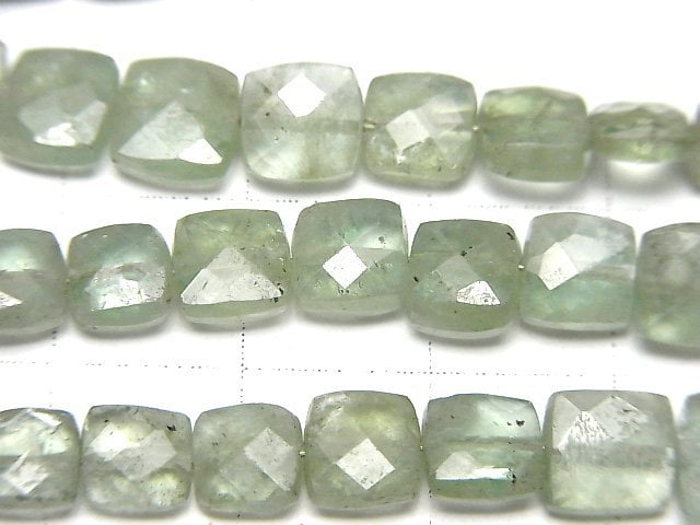 [Video]High Quality Green Kyanite AA++ Faceted Square half or 1strand beads (aprx.7inch/18cm)