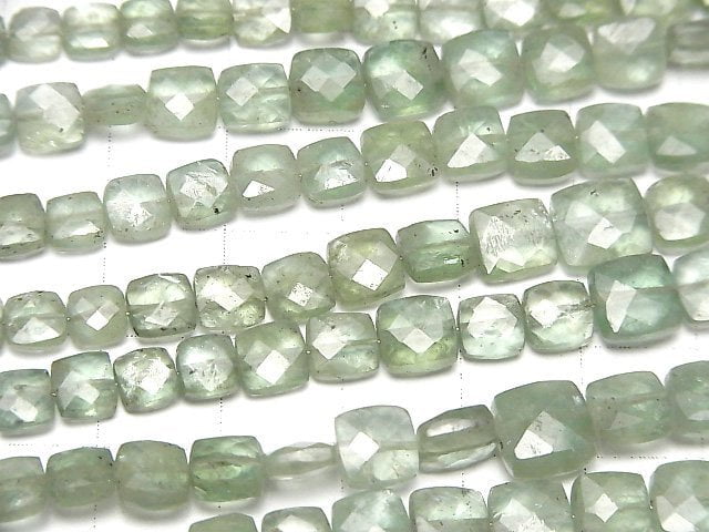 [Video]High Quality Green Kyanite AA++ Faceted Square half or 1strand beads (aprx.7inch/18cm)
