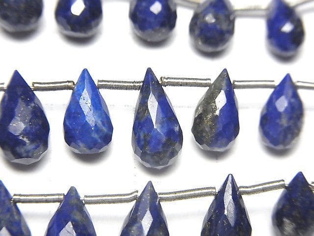 [Video]High Quality Lapislazuli AA++ Drop Faceted Briolette half or 1strand beads (aprx.6inch/16cm)