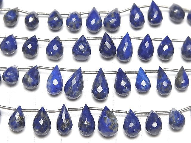 [Video]High Quality Lapislazuli AA++ Drop Faceted Briolette half or 1strand beads (aprx.6inch/16cm)