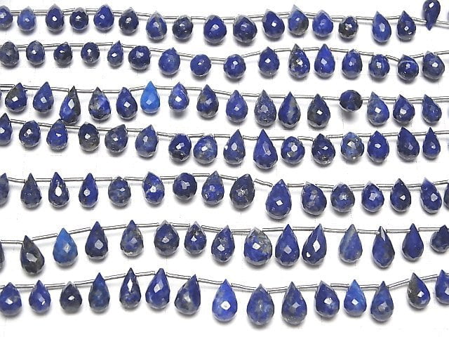 [Video]High Quality Lapislazuli AA++ Drop Faceted Briolette half or 1strand beads (aprx.6inch/16cm)