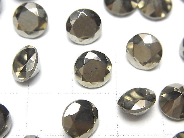 [Video]Pyrite Loose stone Round Faceted 8x8mm 2pcs