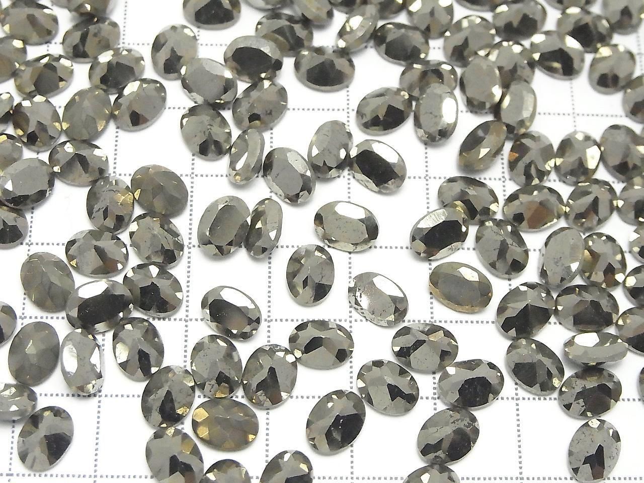 Pyrite Pierre semi-précieuse Ovale Facettée 8x6mm 3 pièces