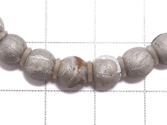 [Video][One of a kind] Meteorite (Muonionalusta) Round 6mm Natural color Bracelet NO.5