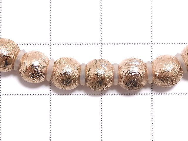 [Video][One of a kind] Meteorite (Muonionalusta ) Round 6mm Pink Gold Bracelet NO.2