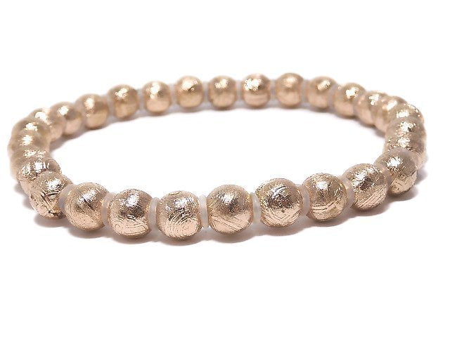 [Video][One of a kind] Meteorite (Muonionalusta ) Round 6mm Pink Gold Bracelet NO.2