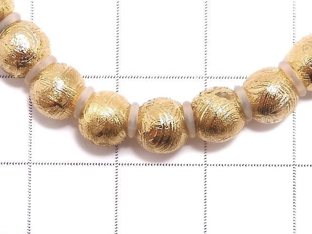 [Video][One of a kind] Meteorite (Muonionalusta) Round 6mm Yellow Gold Bracelet NO.1