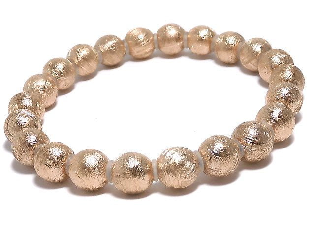 [Video][One of a kind] Meteorite (Muonionalusta) Round 8mm Pink Gold Bracelet NO.4