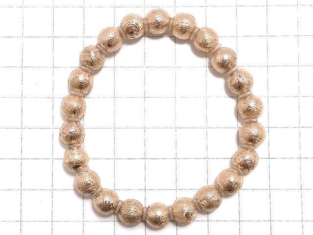 [Video][One of a kind] Meteorite (Muonionalusta) Round 8mm Pink Gold Bracelet NO.5
