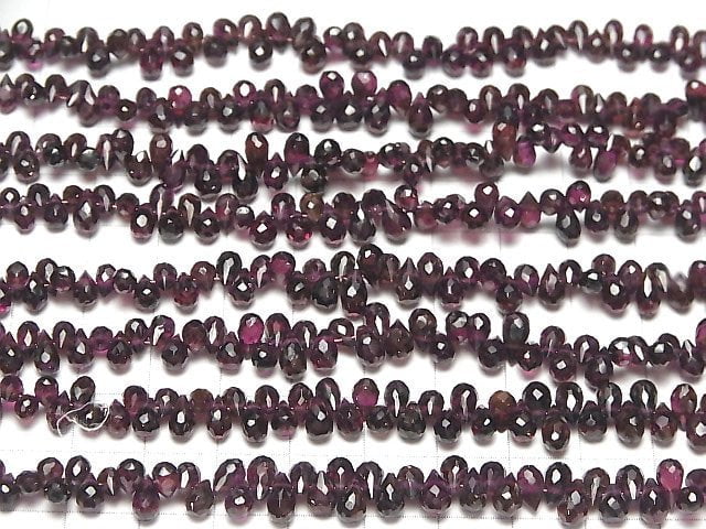 [Video]High Quality Garnet AA++ Drop Faceted Briolette half or 1strand beads (aprx.7inch/17cm)