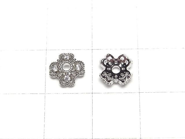 Metal Bead Caps, 8x8x3mm, Silver, 4 Pieces