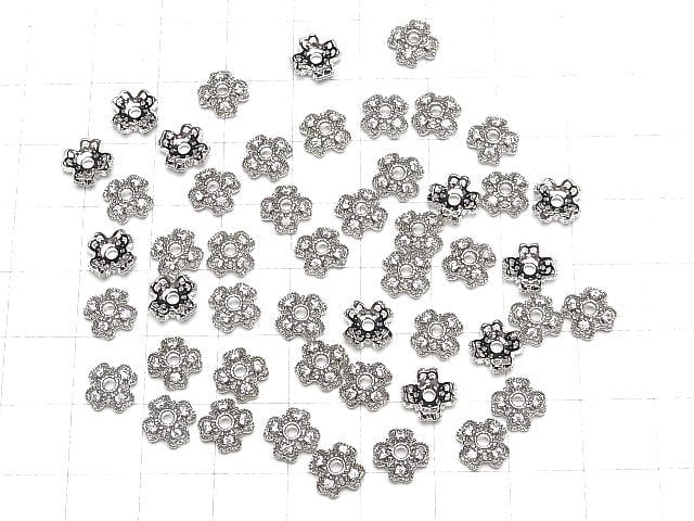 Metal parts Bead cap 8x8x2.5mm silver color 4pcs