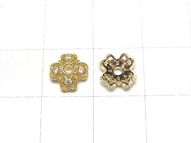 Metal parts Bead cap 8x8x2.5mm gold color 4pcs