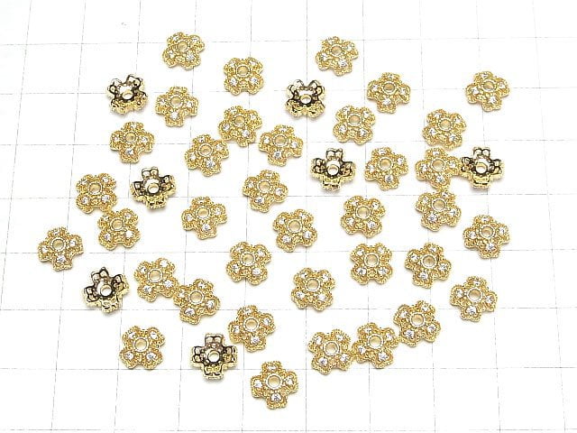 Metal parts Bead cap 8x8x2.5mm gold color 4pcs