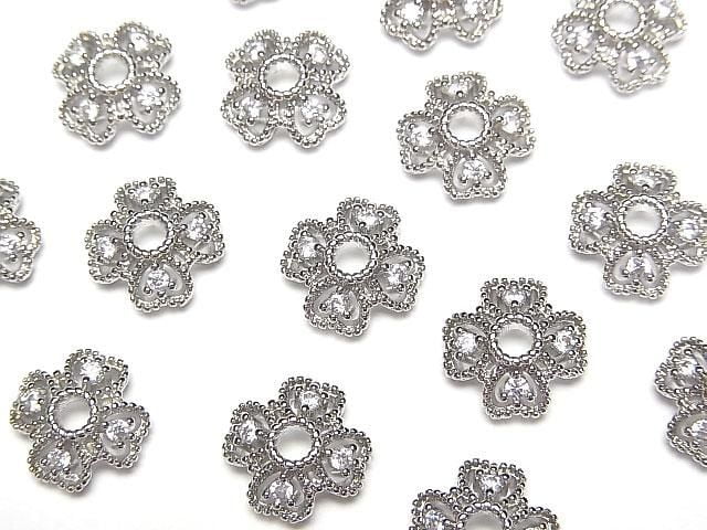 Metal Bead Caps, 10x10x3.5mm, Silver, 4 Pieces
